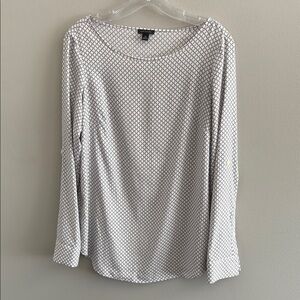 Ann Taylor White and Black Patterned Blouse